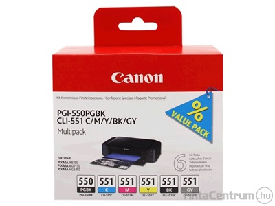 Canon 550/551 (PGI-550 BK/CLI-551) eredeti 6db-os patron csomag