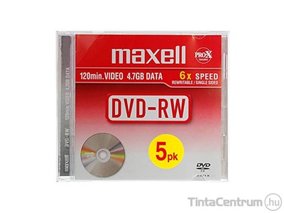 DVD-RW lemez, újraírható, 4,7GB, 2x, normál tok, MAXELL 5db/csomag