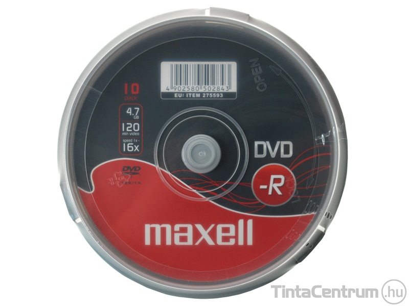 DVD-R lemez, 4,7GB, 16x, hengeren, MAXELL 10db/csomag