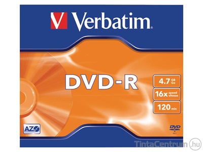 DVD-R lemez, AZO, 4,7GB, 16x, normál tok, VERBATIM