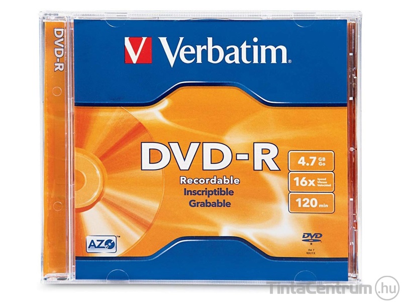 DVD-R lemez, AZO, 4,7GB, 16x, vékony tok, VERBATIM