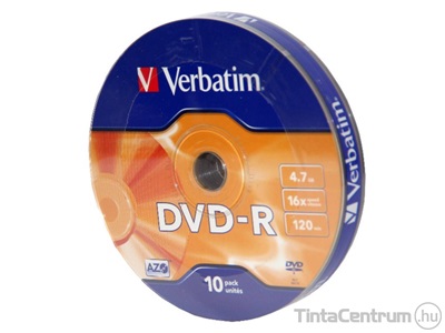 DVD-R lemez, 4,7GB, 16x, zsugor csomagolás, VERBATIM 10db/csomag