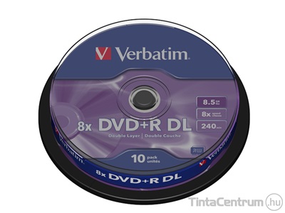 DVD+R lemez, kétrétegű, 8,5GB, 8x, hengeren, VERBATIM "Double Layer" 10db/csomag