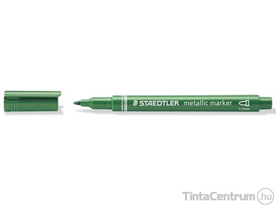 Dekormarker, kúpos, 1-2mm, STAEDTLER, metál zöld