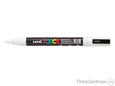 Dekormarker, kúpos, 0,9-1,3mm, UNI "Posca PC-3M", fehér