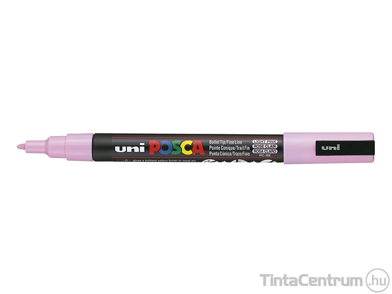 Dekormarker, kúpos, 0,9-1,3mm, UNI "Posca PC-3M", világos rózsaszín
