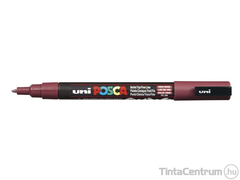 Dekormarker, kúpos, 0,9-1,3mm, UNI "Posca PC-3M", vörösbor