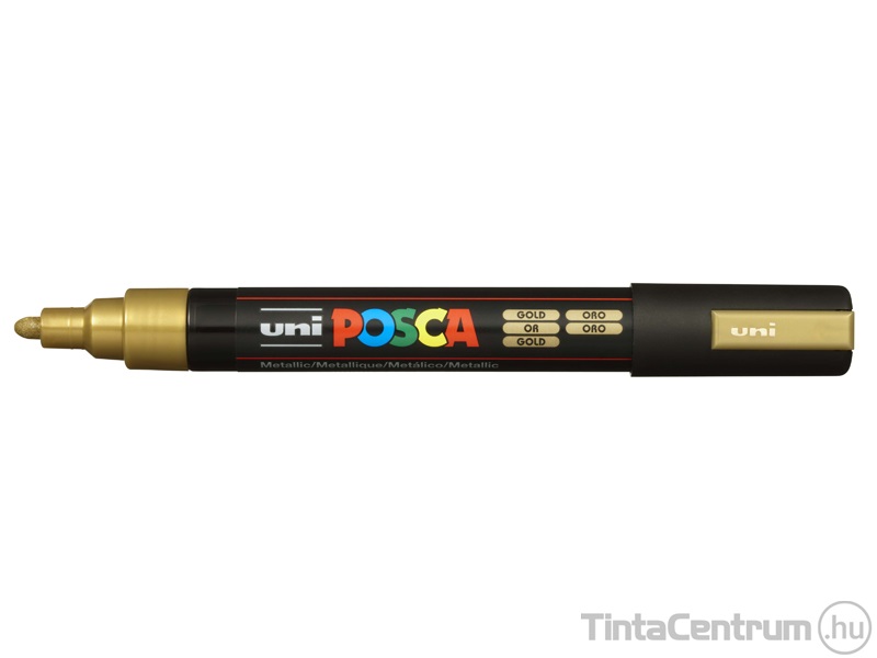 Dekormarker, kúpos, 1,8-2,2mm, UNI "Posca PC-5M", arany