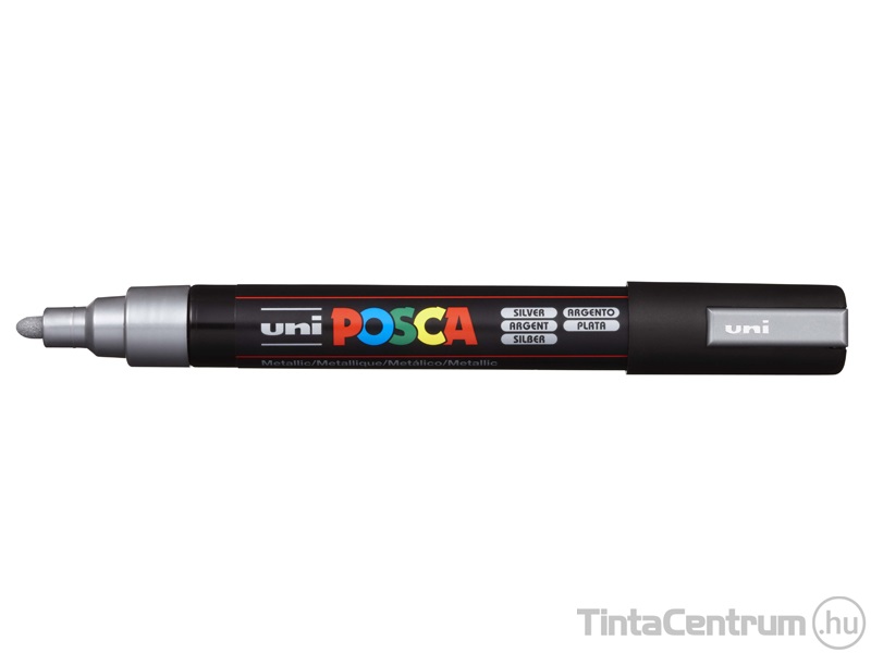 Dekormarker, kúpos, 1,8-2,2mm, UNI "Posca PC-5M", ezüst