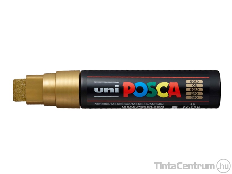 Dekormarker, vágott, 17mm, UNI "Posca PC-17K", arany