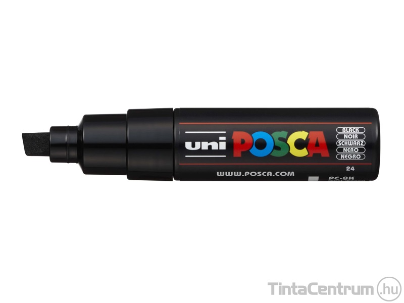 Dekormarker, vágott, 8mm, UNI "Posca PC-8K", fekete