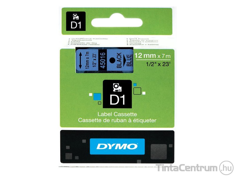 Dymo D1 45016 (12mm x 7m, fekete-kék) eredeti szalag kazetta