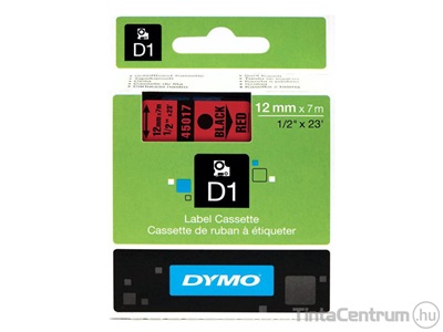 Dymo D1 45017 (12mm x 7m, fekete-piros) eredeti szalag kazetta