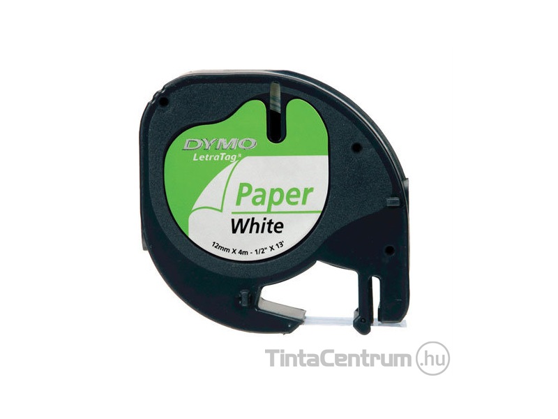 Dymo LetraTAG 59421 (12mm x 4m, fehér) papír eredeti szalag kazetta