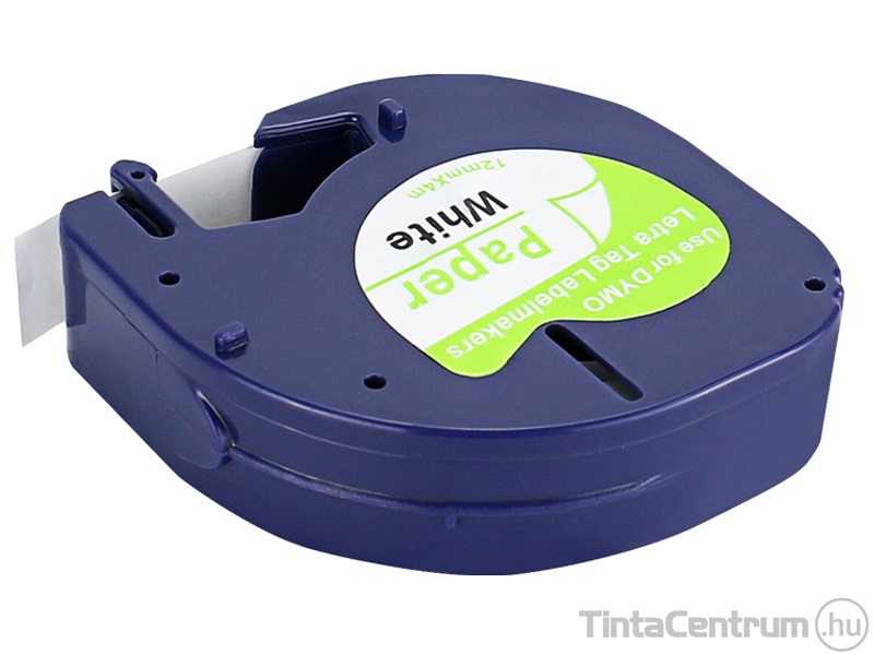 Dymo LetraTAG 59421 (12mm x 4m, fehér) papír utángyártott szalag kazetta