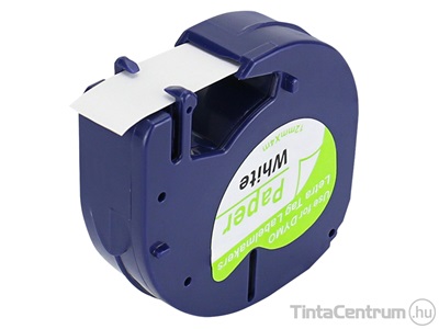 Dymo LetraTAG 59421 (12mm x 4m, fehér) papír utángyártott szalag kazetta