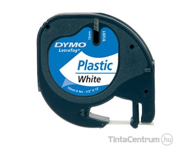 Dymo LetraTAG 59422 (12mm x 4m, fehér) műanyag eredeti szalag kazetta