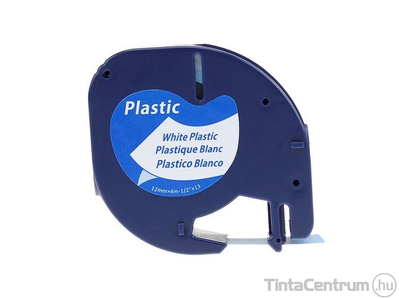 Dymo LetraTAG 59422 (12mm x 4m, fehér) műanyag utángyártott szalag kazetta