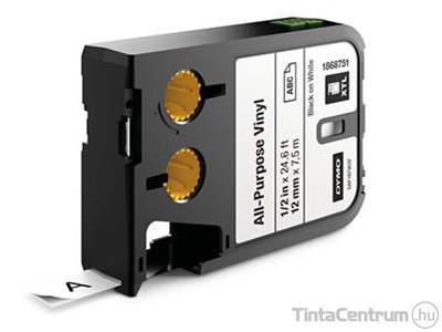 Dymo XTL 1868751 (12mm x 7m, fehér-fekete) vinyl eredeti szalag kazetta