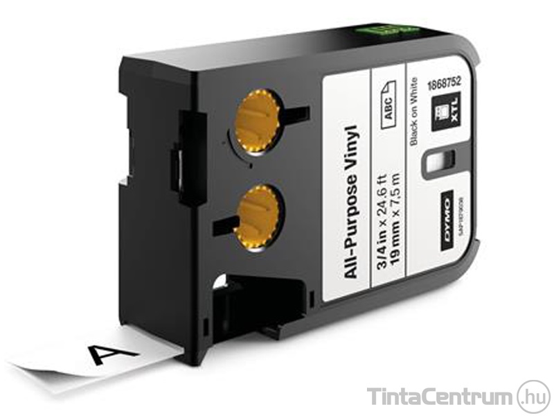 Dymo XTL 1868752 (19mm x 7m, fehér-fekete) vinyl eredeti szalag kazetta
