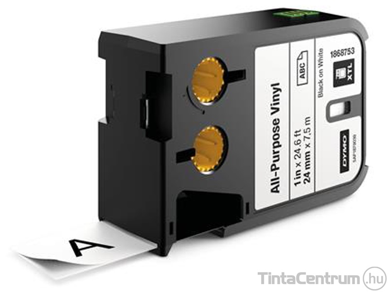 Dymo XTL 1868753 (24mm x 7m, fehér-fekete) vinyl eredeti szalag kazetta