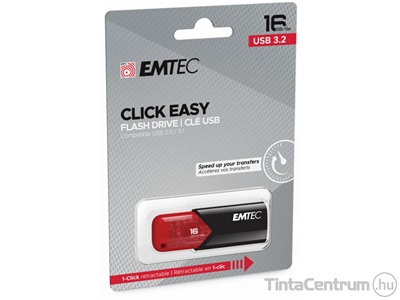 EMTEC pendrive, 16GB, USB 3.2, "B110 Click Easy", fekete-piros