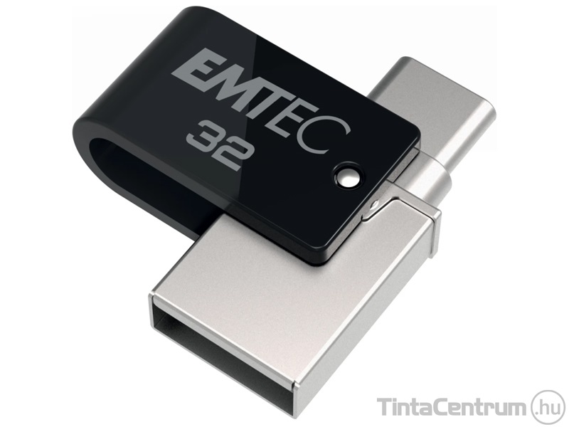 EMTEC pendrive, 32GB, USB 3.2 + USB-C, "T260C Dual" fekete