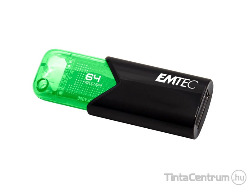 EMTEC pendrive, 64GB, USB 3.2, "B110 Click Easy", fekete-zöld