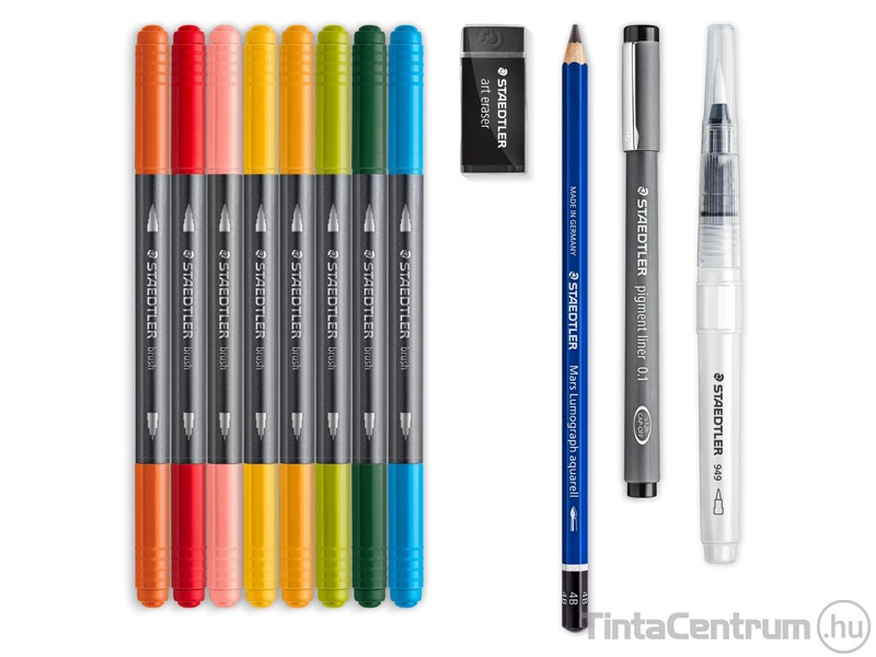 Ecsetirón készlet, kétvégű, STAEDTLER "Design Journey Floral", 8 különböző szín + 4 kiegészítő