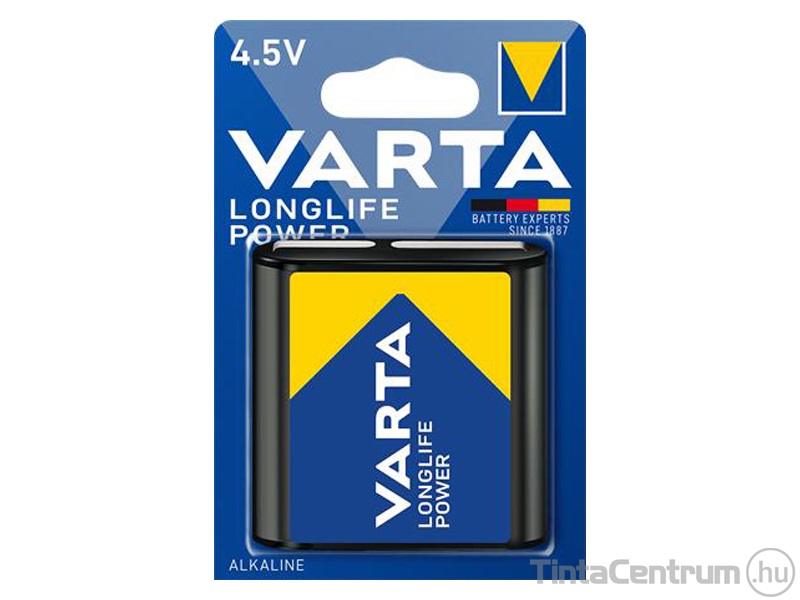 Elem, 3LR12 lapos elem, 4,5V, VARTA "Longlife Power" 1db/csomag