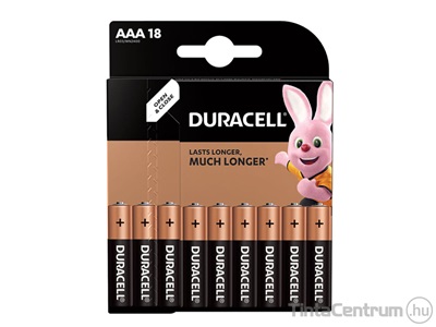 Elem, AAA mikro, DURACELL "Basic" 18db/csomag