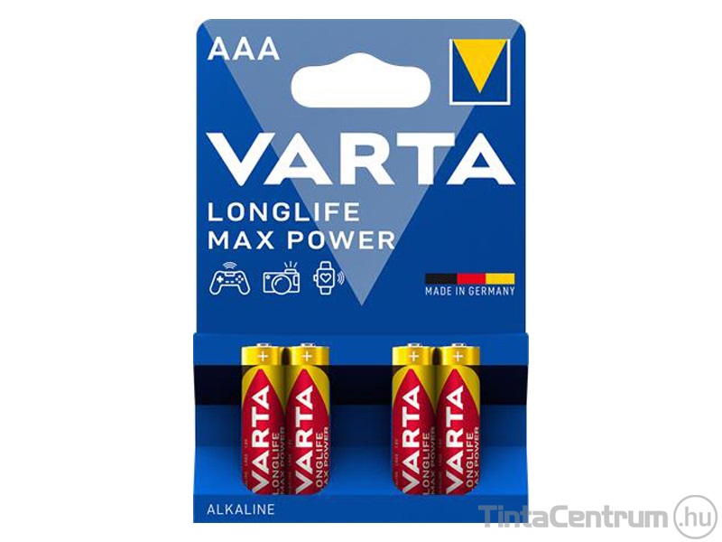 Elem, AAA mikro, VARTA "Longlife Max Power" 4db/csomag