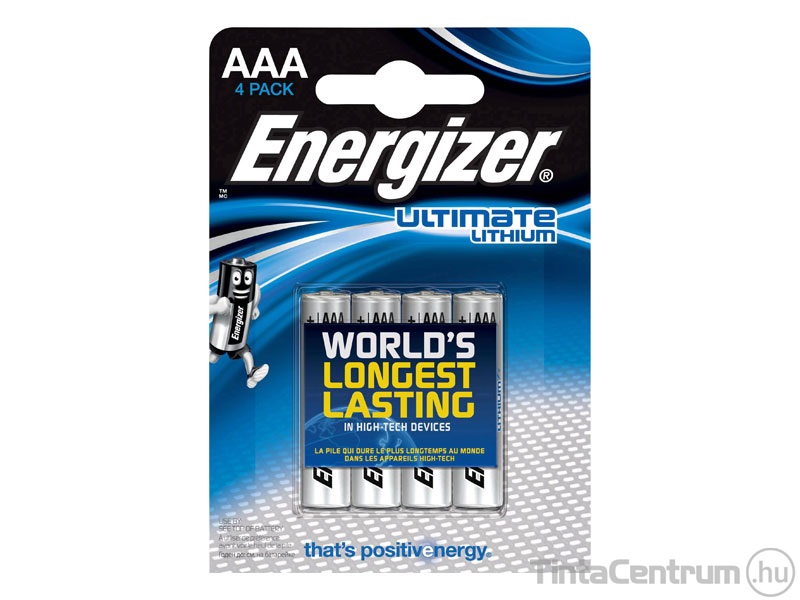 Elem, AAA mikro, lítium, ENERGIZER "Ultimate Lithium" 4db/csomag