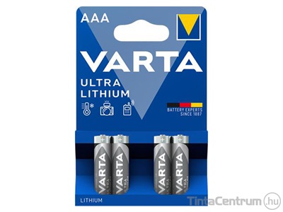 Elem, AAA mikro, lítium, VARTA "Ultra Lithium" 4db/csomag