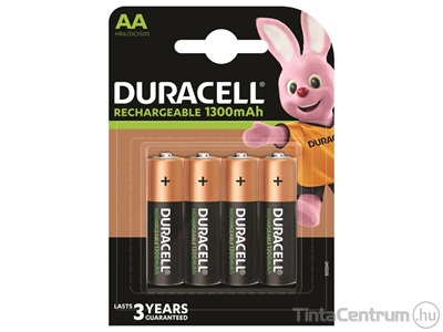 Elem, AA ceruza, 1300mAh, tölthető, előtöltött, DURACELL "StayCharged" 4db/csomag