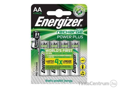 Elem, AA ceruza, 2000mAh, tölthető, ENERGIZER "Power Plus" 4db/csomag