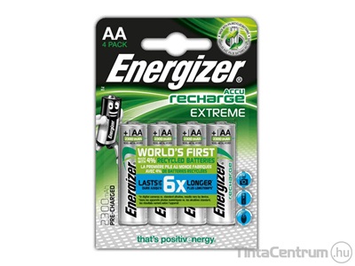 Elem, AA ceruza, 2300mAh, tölthető, ENERGIZER "Extreme" 4db/csomag