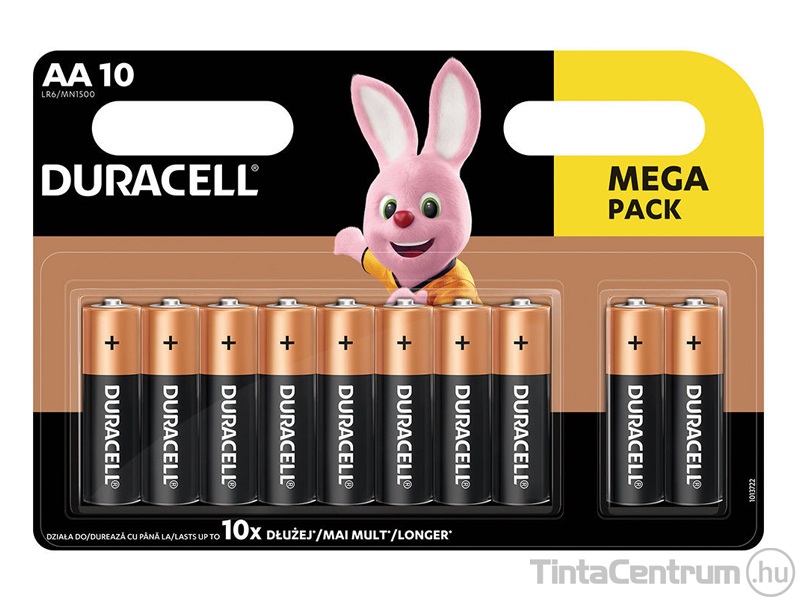 Elem, AA ceruza, DURACELL "Basic" 10db/csomag