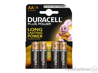 Elem, AA ceruza, DURACELL "Plus Power" 4db/csomag