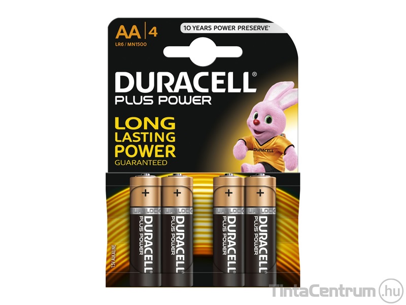 Elem, AA ceruza, DURACELL "Plus Power" 4db/csomag