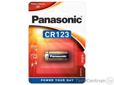 Elem, CR123A, lítium, PANASONIC 1db/csomag