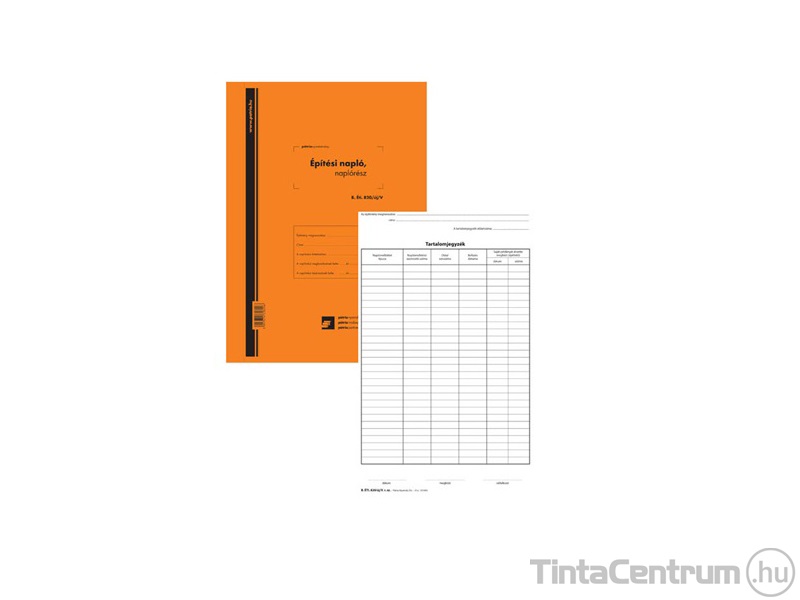 Építési napló, A4, álló, 25x2lap + 9x2 betét lap, PD, B.ÉTI.820/UJ/V