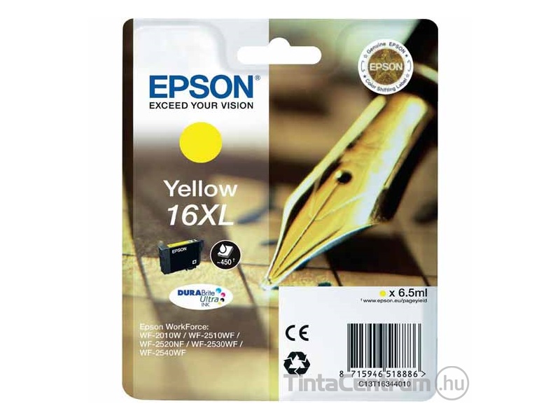 Epson 16XL (T1634) sárga eredeti tintapatron