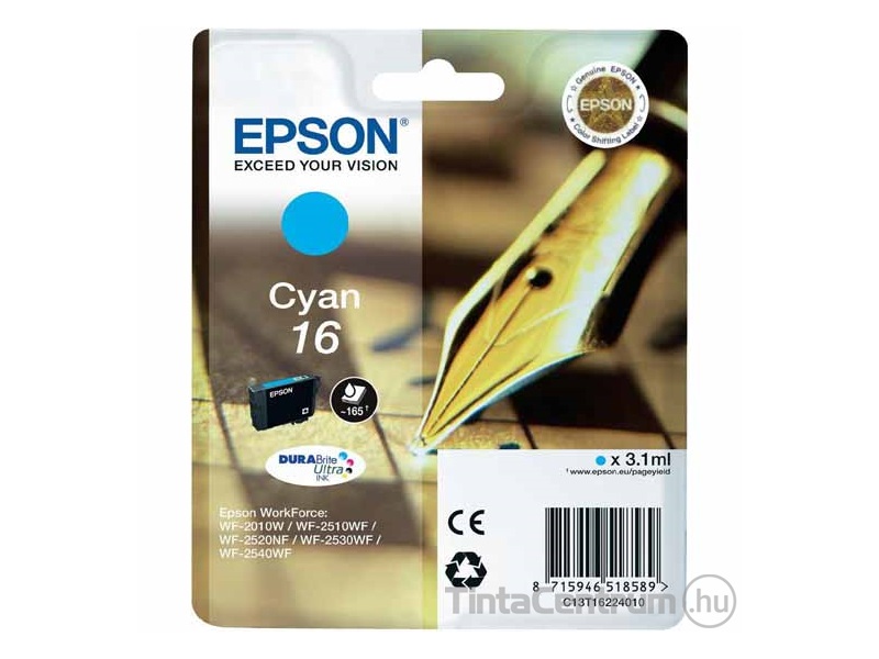 Epson 16 (T1622) ciánkék eredeti tintapatron