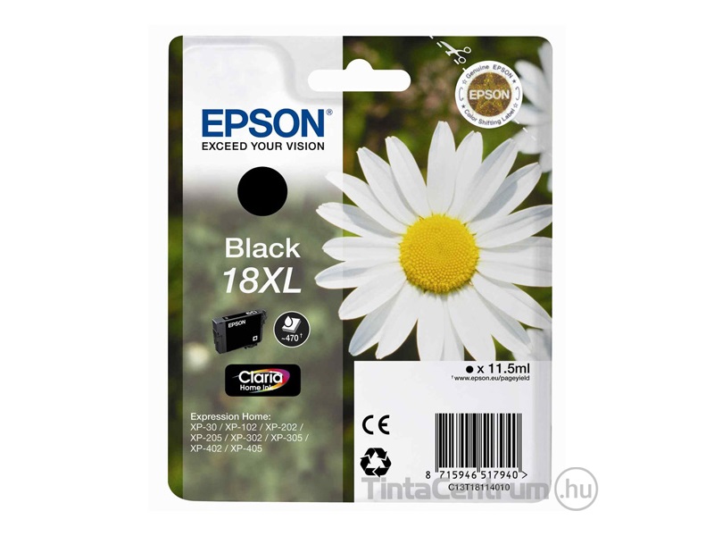 Epson 18XL (T1811) fekete eredeti tintapatron