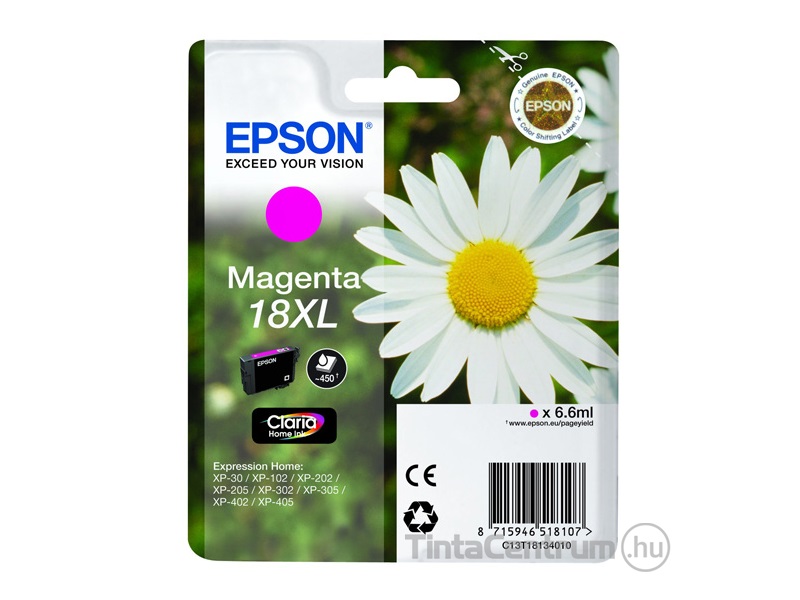 Epson 18XL (T1813) magenta eredeti tintapatron