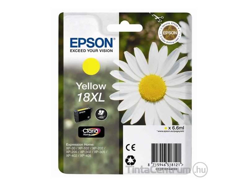 Epson 18XL (T1814) sárga eredeti tintapatron