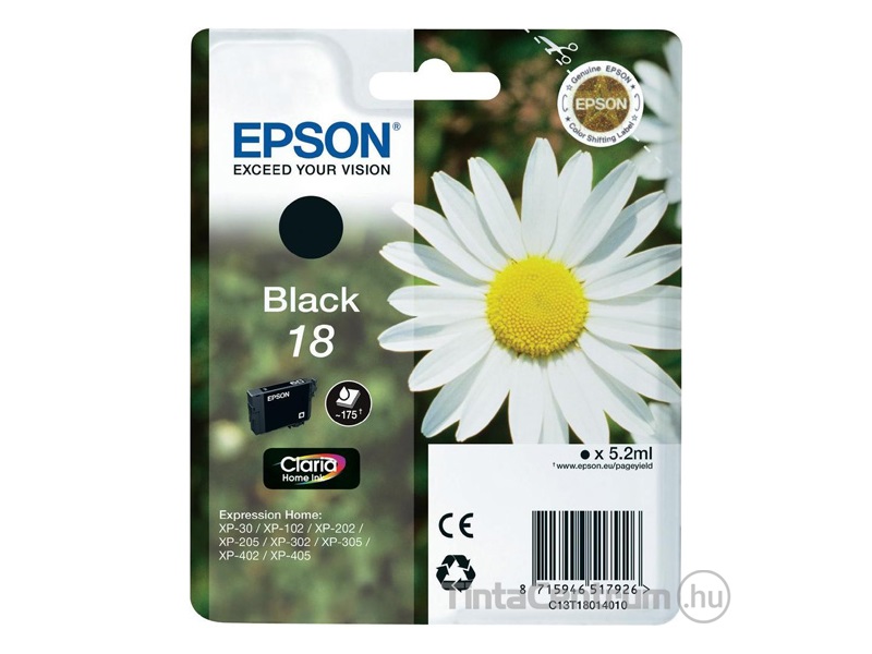 Epson 18 (T1801) fekete eredeti tintapatron