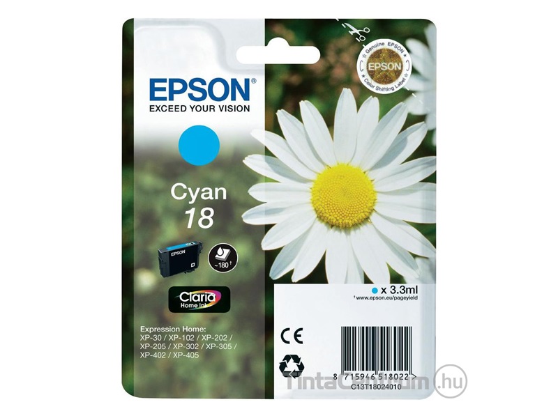 Epson 18 (T1802) ciánkék eredeti tintapatron