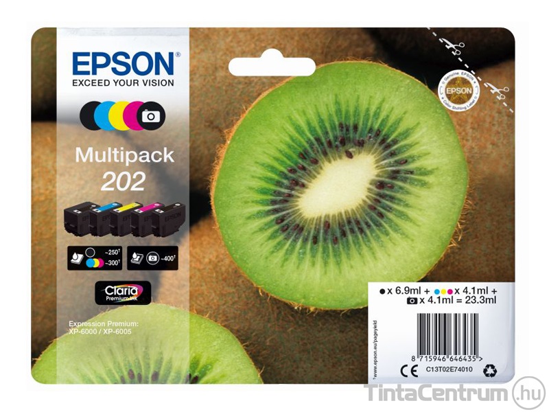 Epson 202 (T02E7) (BK,C,M,Y,PBK) eredeti 5db-os patron csomag